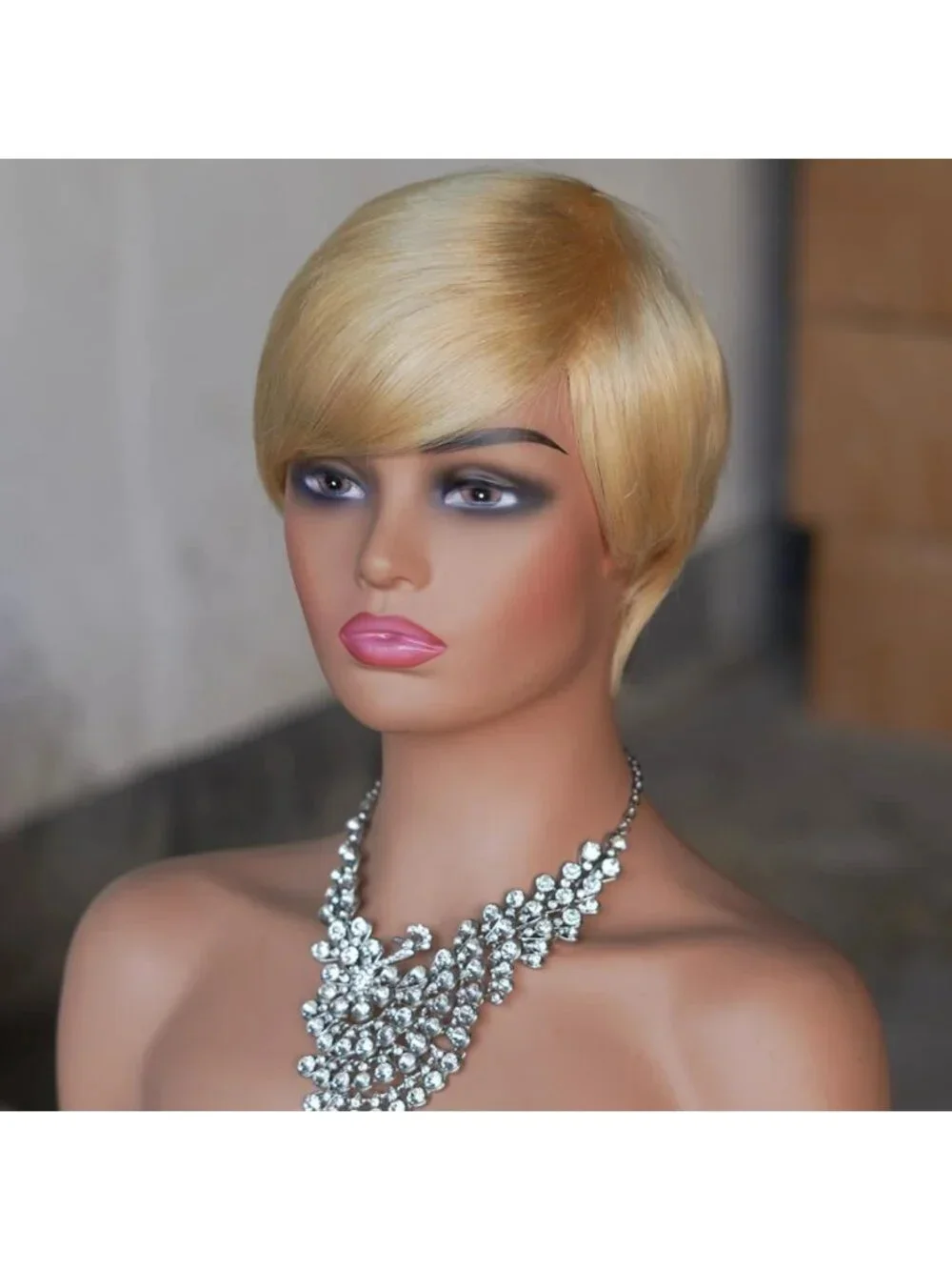 Blonde Pixie Cut Wig for Women - Short Layered Human Hair Bob, Glueless Style